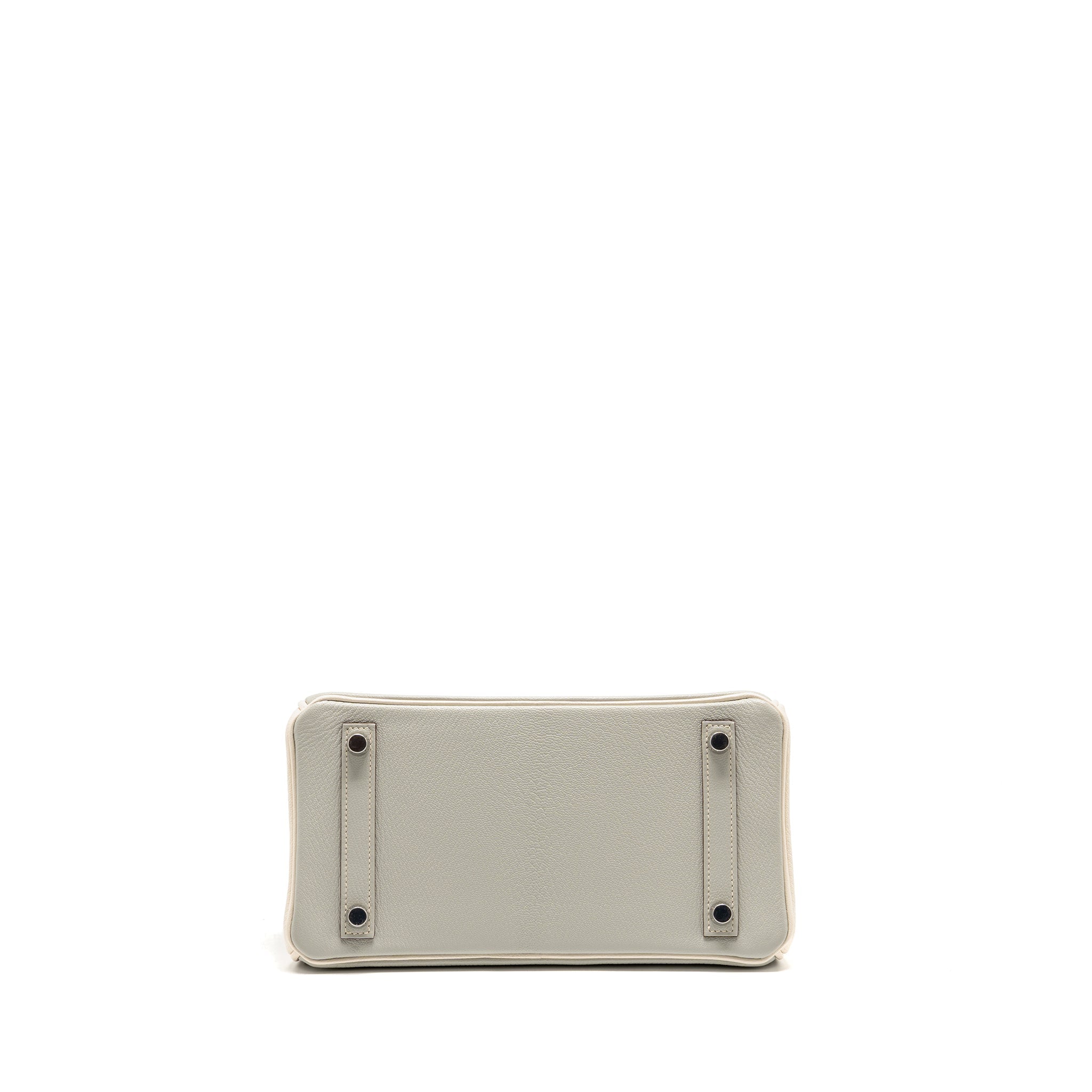 HERMES BIRKIN 25 SPECIAL ORDER CHÈVRE MYSORE GRIS PERLE/CRAIE BRUSHED SHW