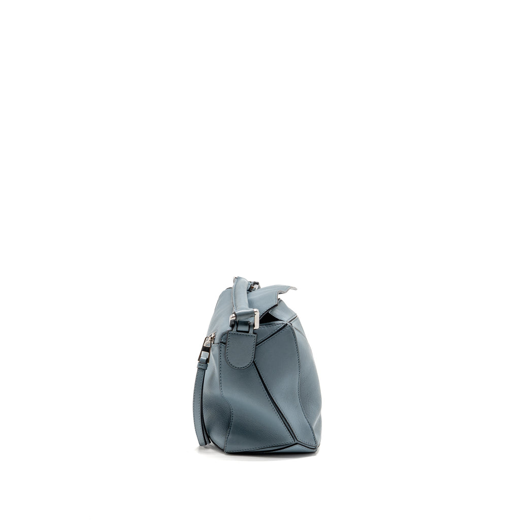 Loewe Small Puzzle Bag Calfskin Stone Blue SHW