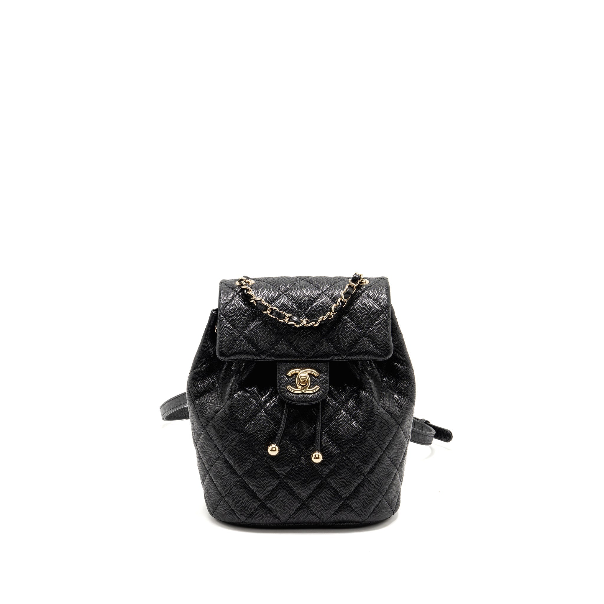 CHANEL QUILTED MINI BACKPACK CAVIAR BLACK LGHW (MICROCHIP)