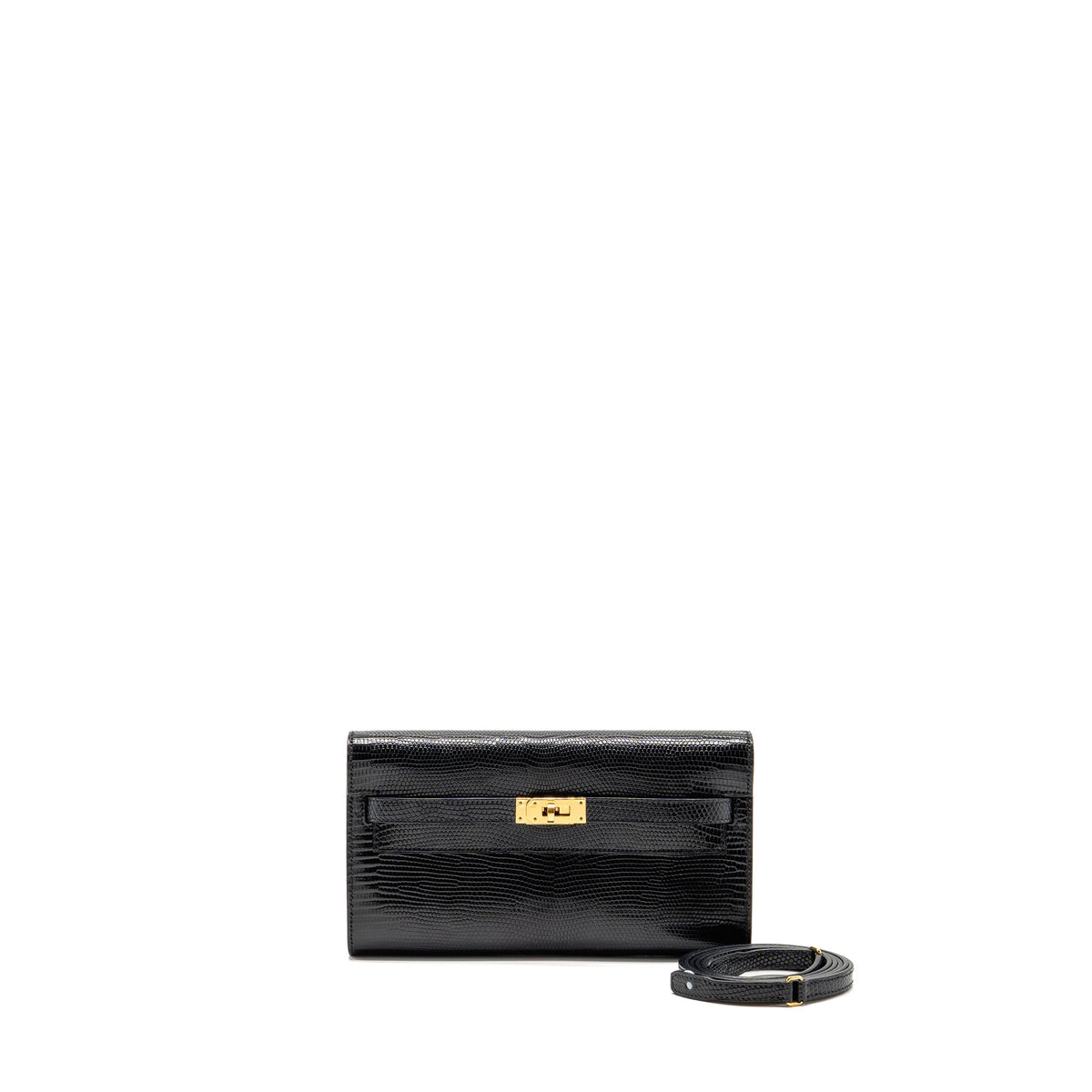 Hermes kelly to go lizard niloticus lisse black GHW
