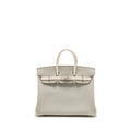 HERMES BIRKIN 25 SPECIAL ORDER CHÈVRE MYSORE GRIS PERLE/CRAIE BRUSHED SHW