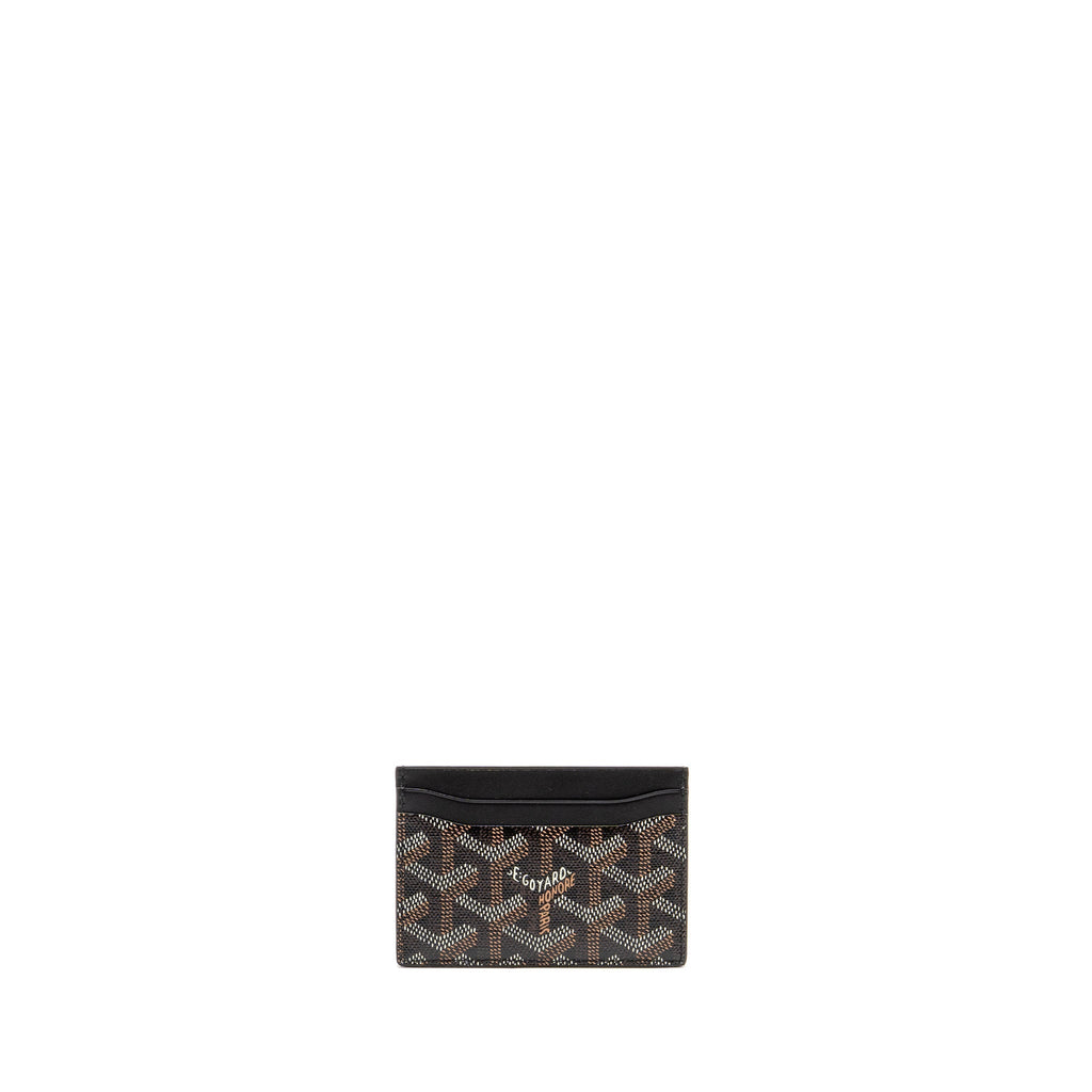 GOYARD SMALL CARD CASE GOYARDINE CANVAS/ CALFSKIN BLACK
