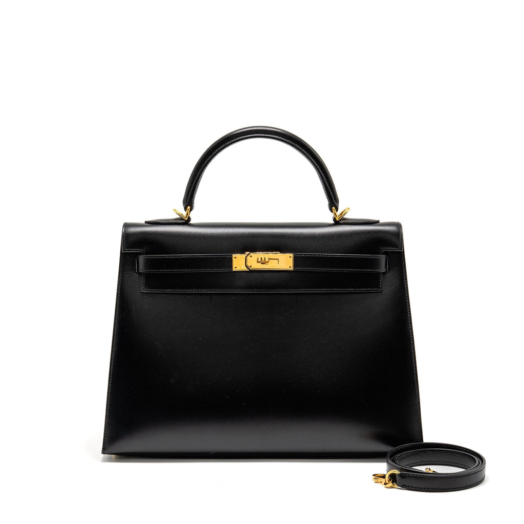 HERMES VINTAGE KELLY 32 BOX BLACK GHW