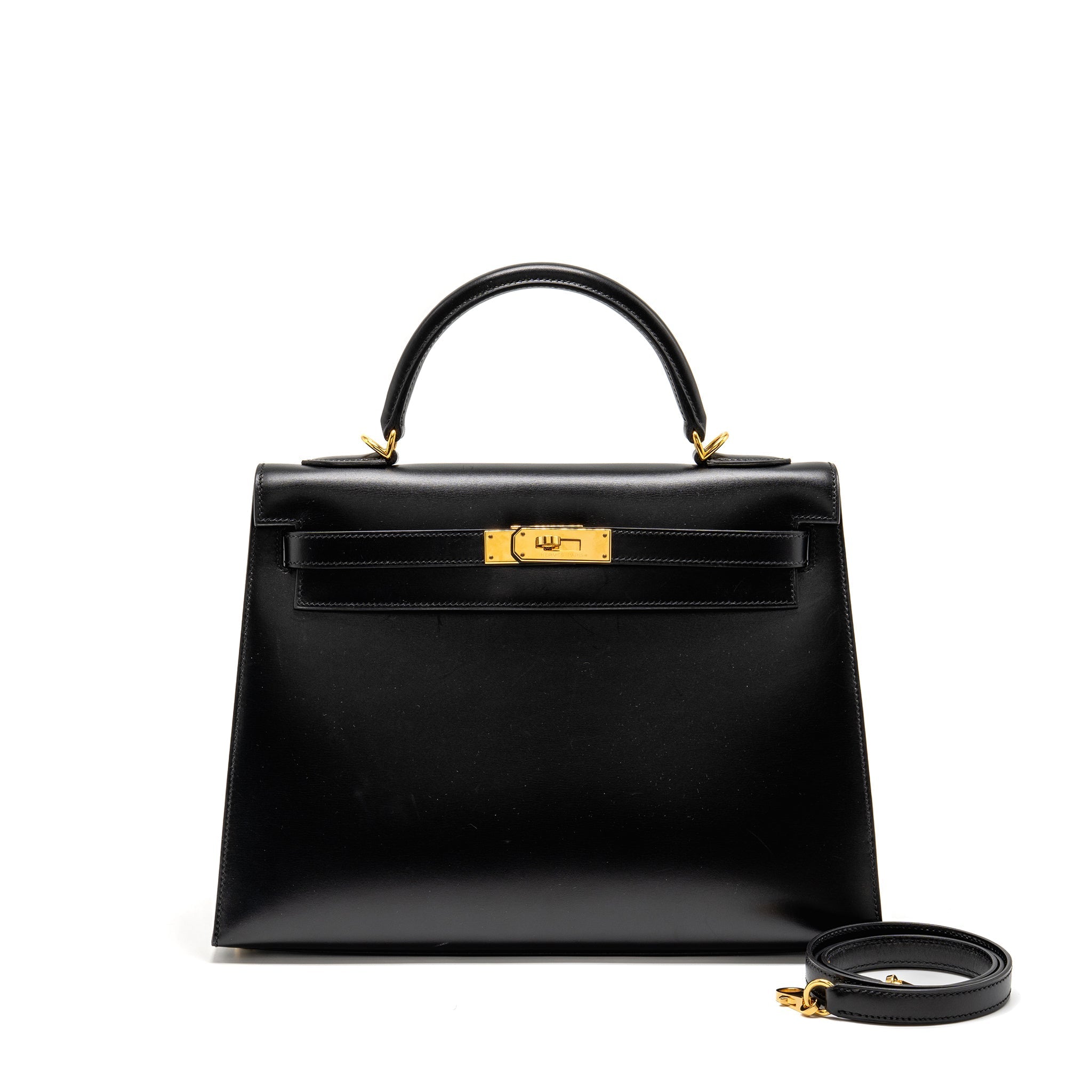 HERMES VINTAGE KELLY 32 BOX BLACK GHW