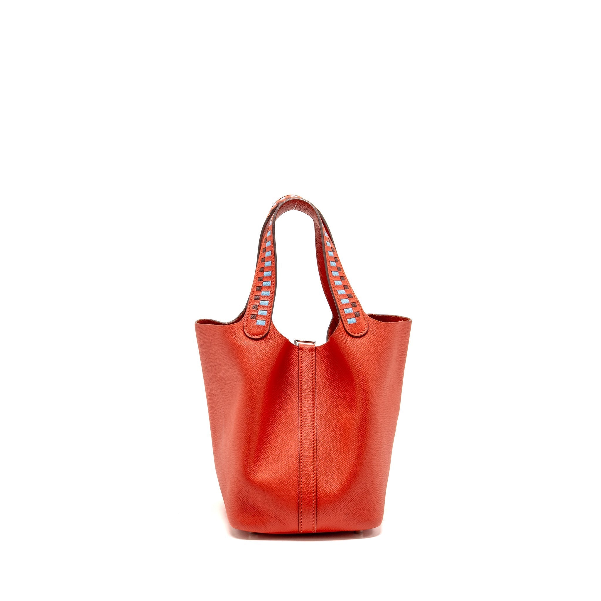HERMES PICOTIN 18 LOCK BAG EPSOM RED WITH MULTICOLOUR HANDLE SHW