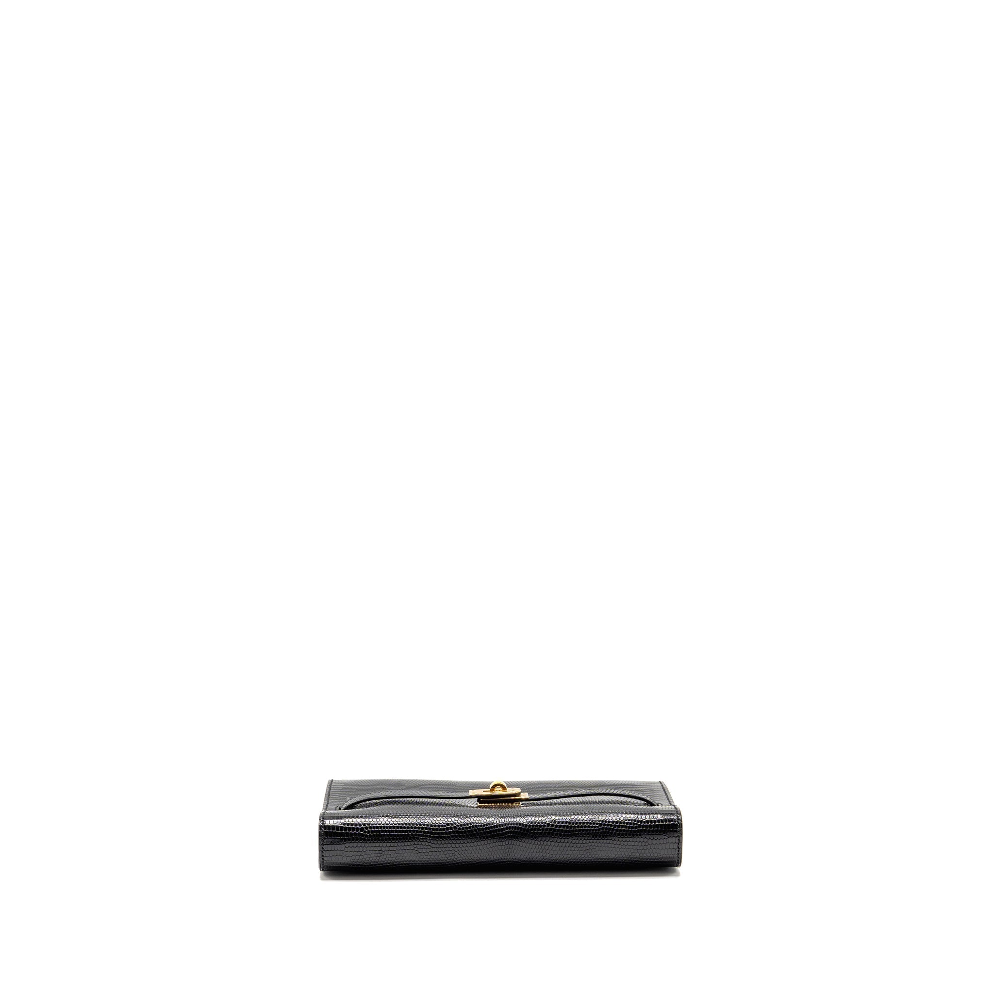 HERMES KELLY TO GO LIZARD NILOTICUS LISSE BLACK GHW