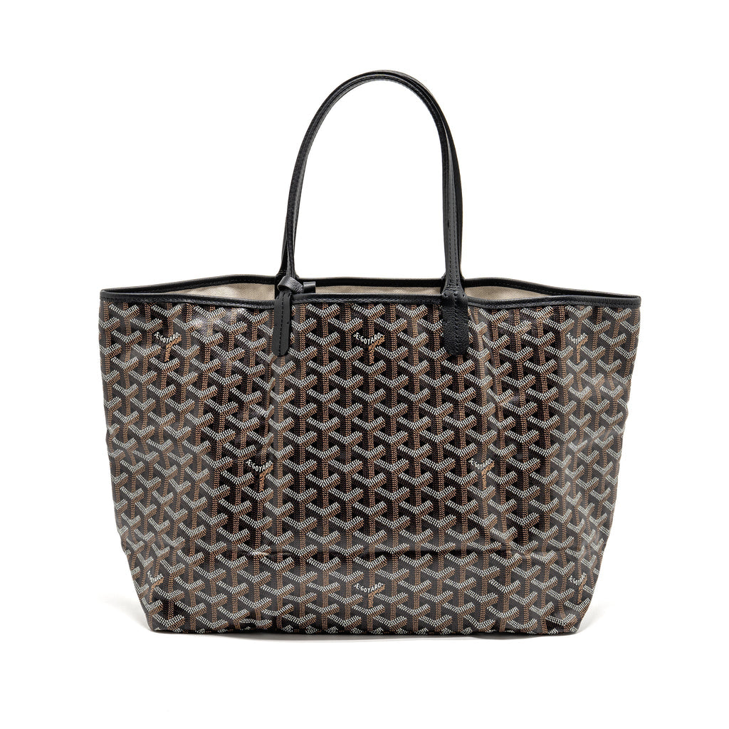 GOYARD SAINT LOUIS PM TOTE BAG GOYARDINE CANVAS/CALFSKIN BLACK SHW