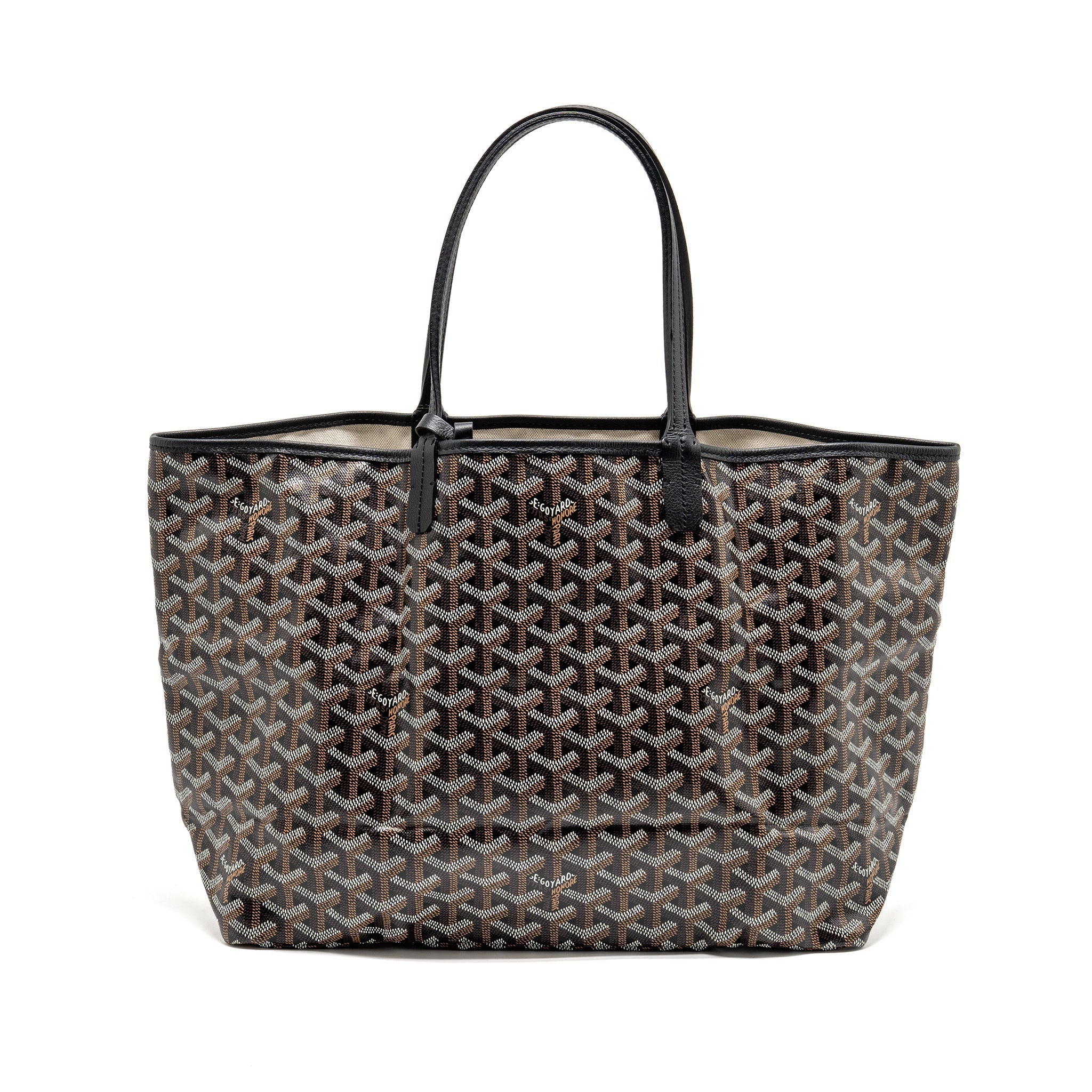 GOYARD SAINT LOUIS PM TOTE BAG GOYARDINE CANVAS/CALFSKIN BLACK SHW