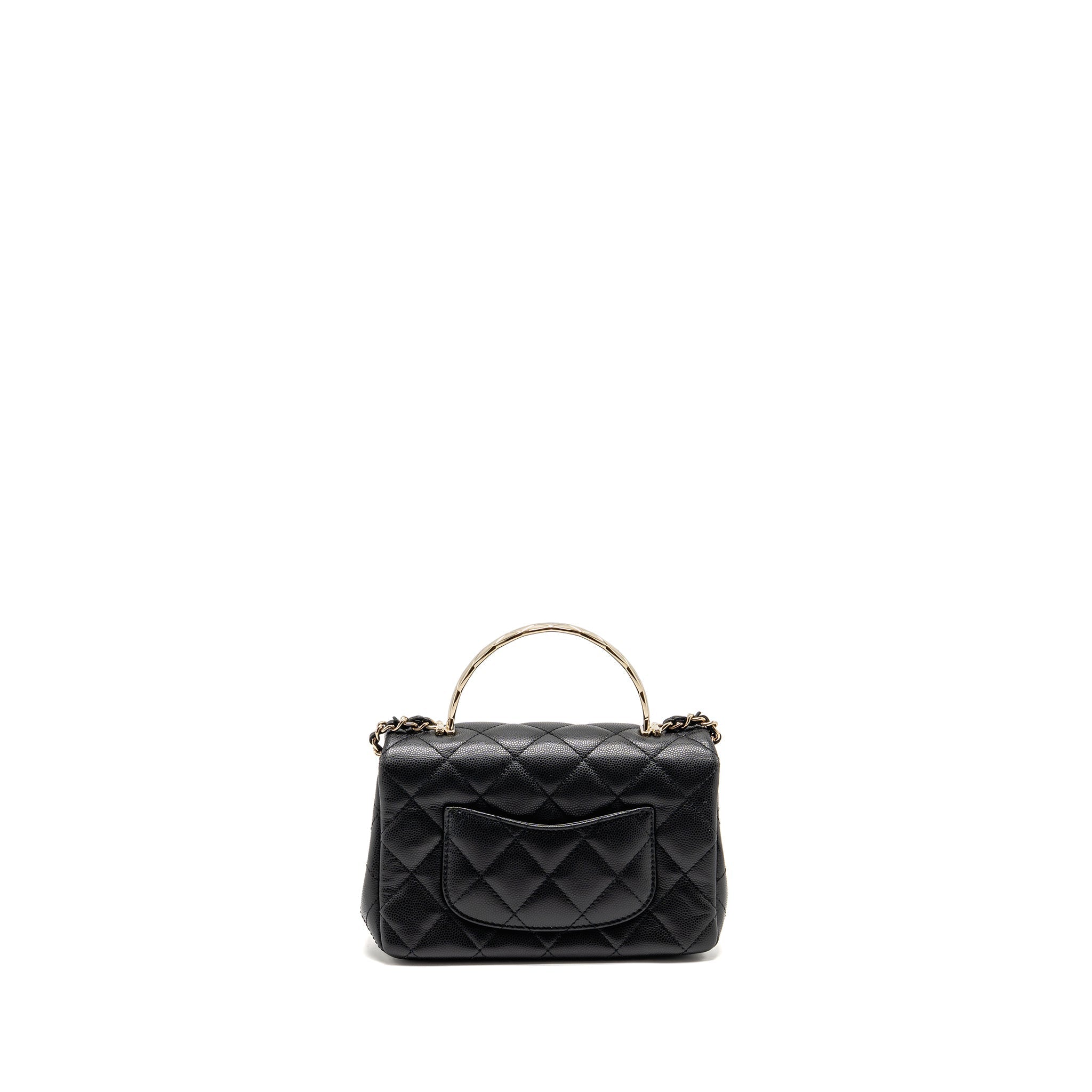 CHANEL 25S MINI COCO CRUSH HANDLE BAG CAVIAR BLACK LGHW (MICROCHIP)