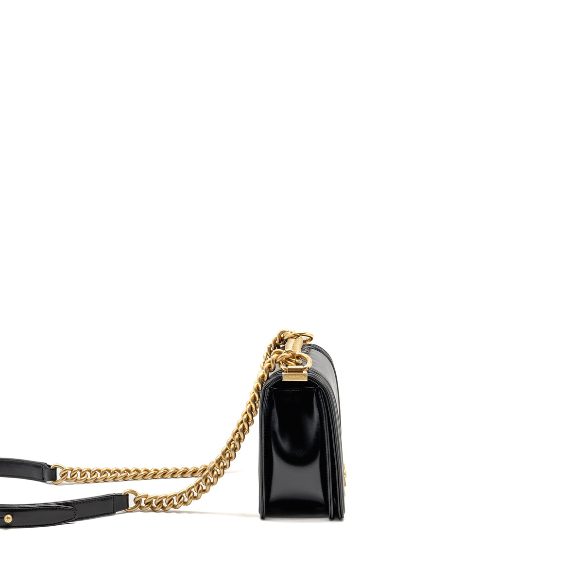 Chanel square boy bag calfskin black GHW (microchip)