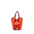 HERMES PICOTIN 18 LOCK BAG EPSOM RED WITH MULTICOLOUR HANDLE SHW