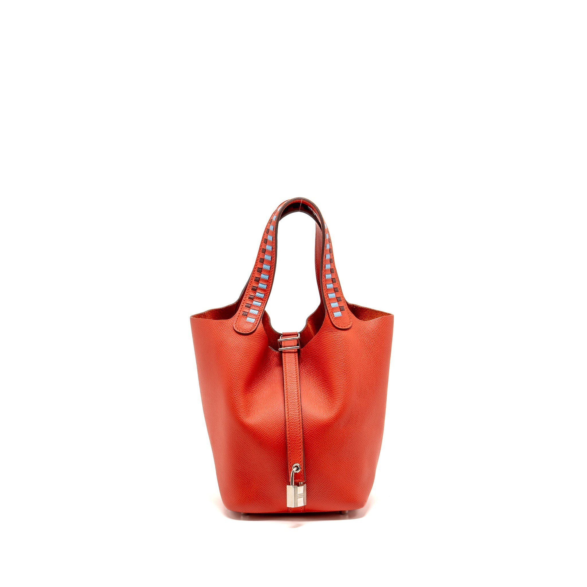 HERMES PICOTIN 18 LOCK BAG EPSOM RED WITH MULTICOLOUR HANDLE SHW