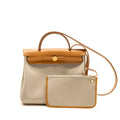 HERMES HERBAG 31 ZIP BAG CANVAS/HUNTER LEATHER BETON/NATUREL SABLE GHW