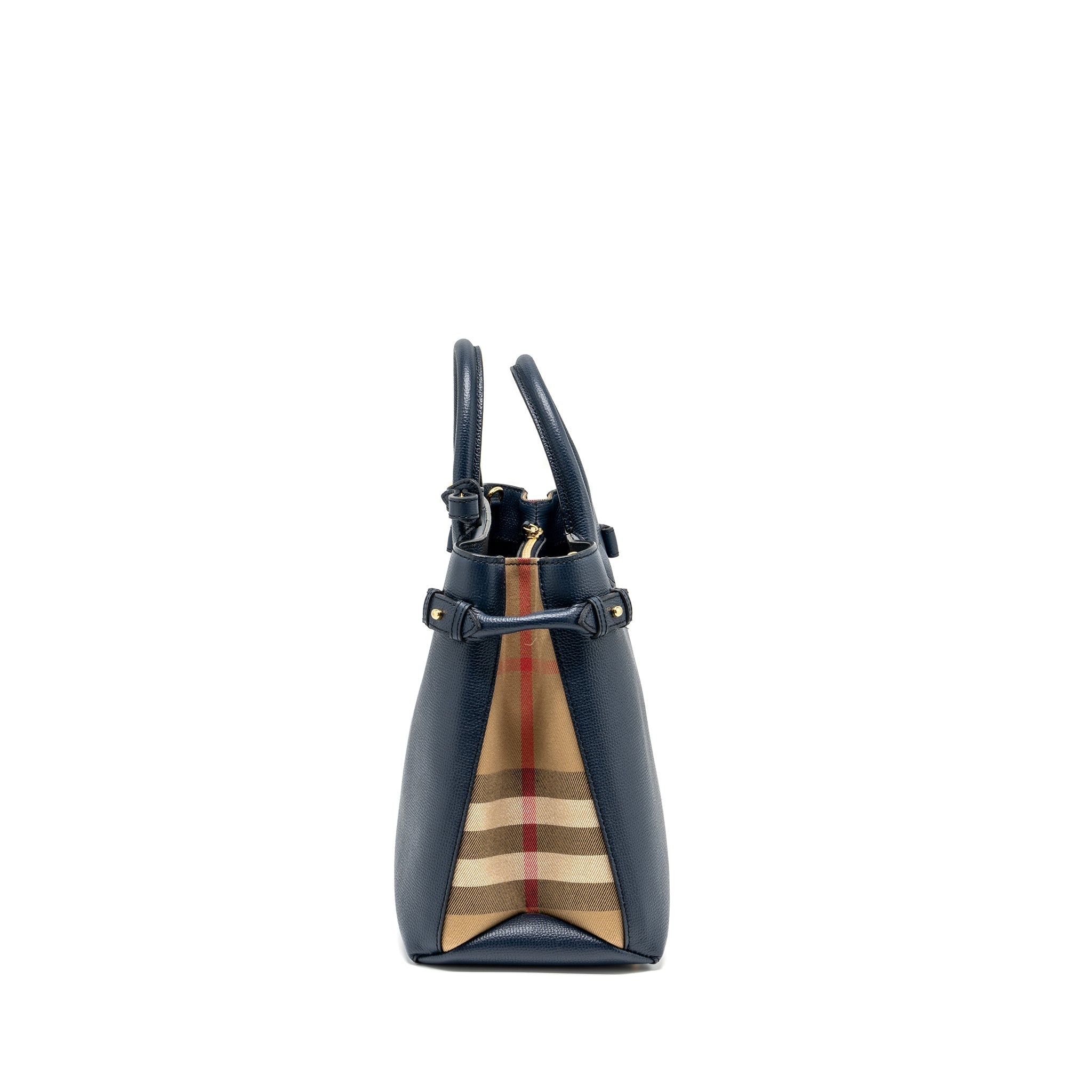 BURBERRY THE LARGE BANNER BAG CALFSKIN DARK BLUE/MULTICOLOUR GHW