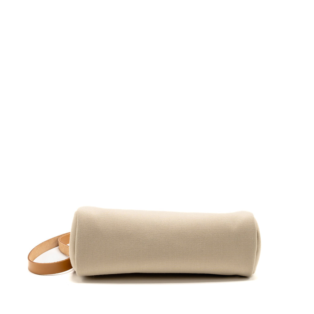 HERMES HERBAG 31 ZIP BAG CANVAS/HUNTER LEATHER BETON/NATUREL SABLE GHW
