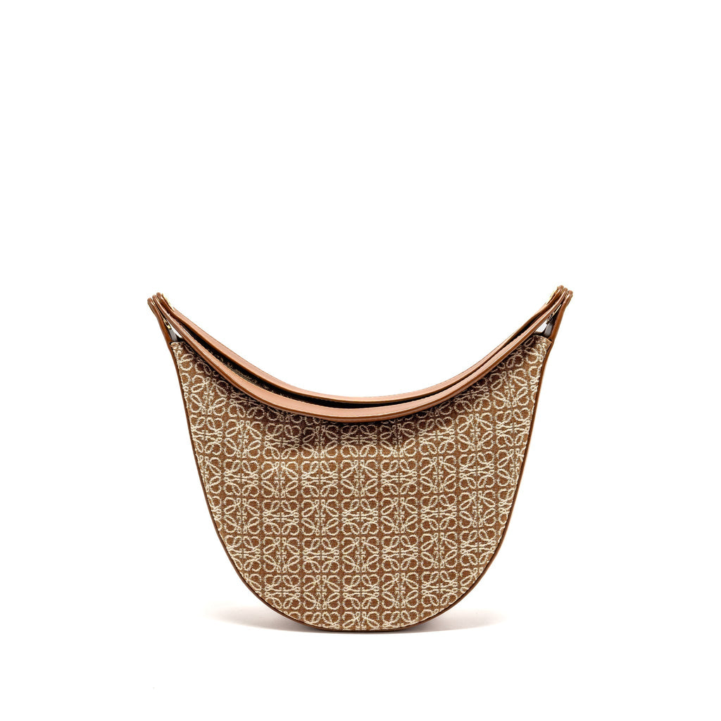 LOEWE MEDIUM LUNA BAG ANAGRAM JACQUARD CANVAS/CALFSKIN TAN/PECAN GHW