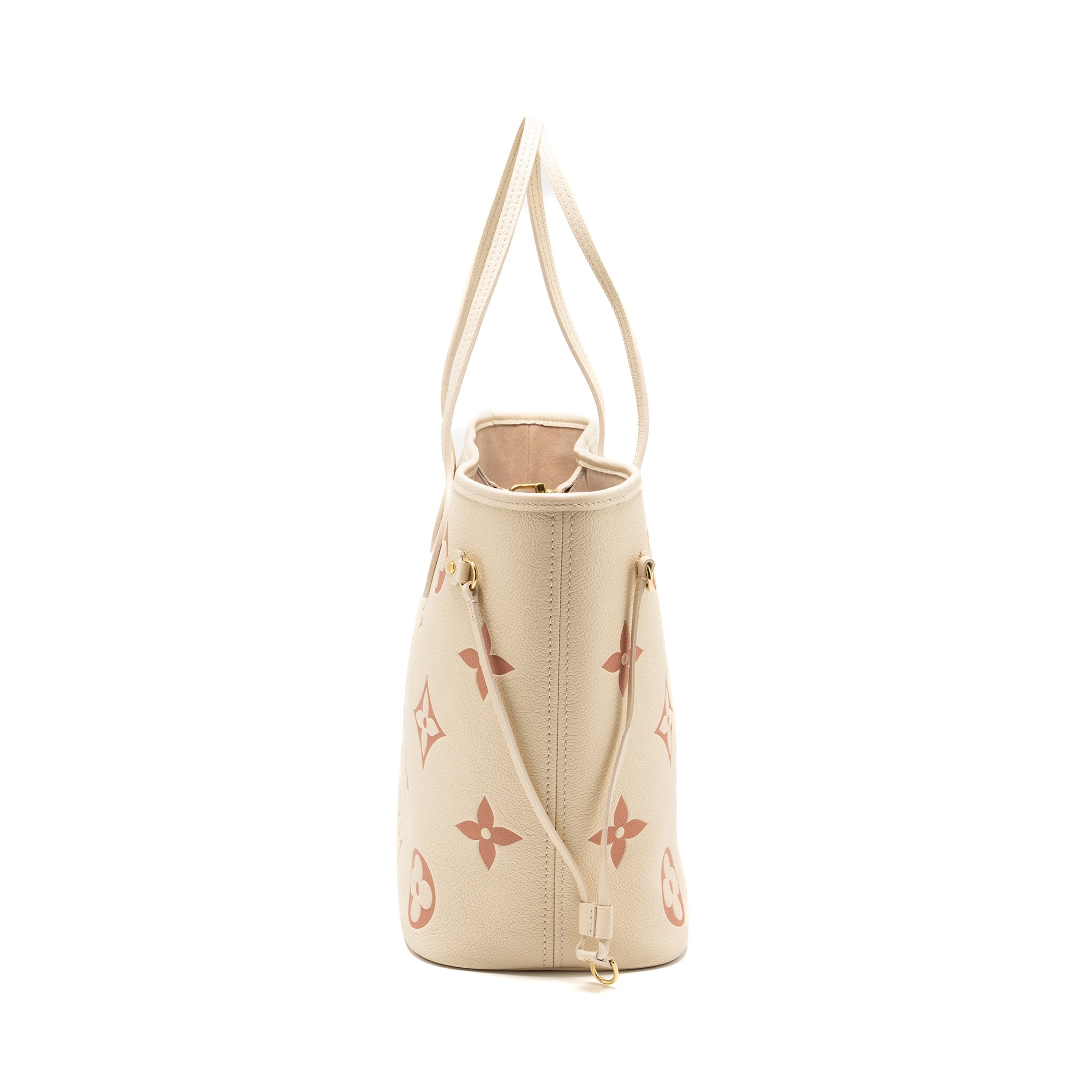 LOUIS VUITTON NEVERFULL MM MONOGRAM EMPREINTE CRÈME/ROSE TRIANON GHW