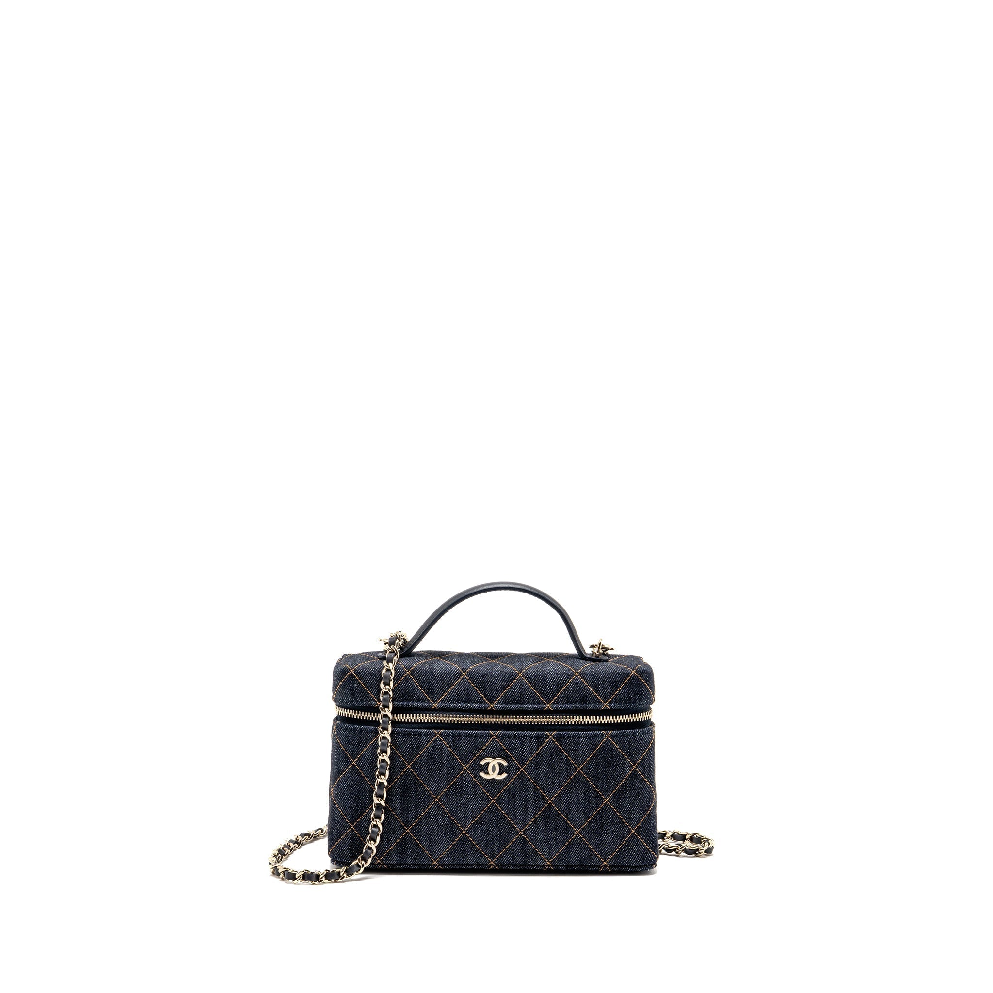 CHANEL 26P TOP HANDLE VANITY DENIM DARK BLUE LGHW (MICROCHIP)