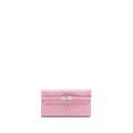 HERMES KELLY LONG WALLET EPSOM MAUVE SYLVESTRE / JAUNE CITRON SHW