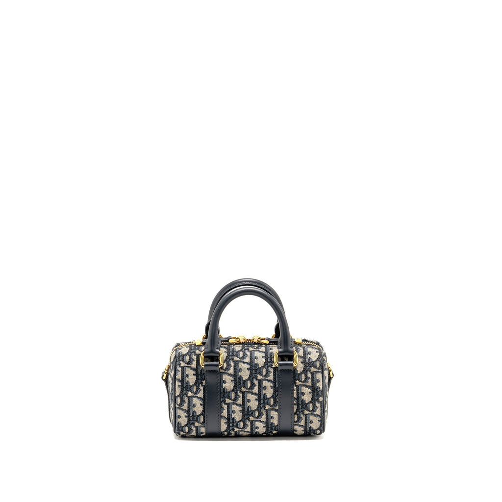 DIOR GROOVE 17 BAG NANO BLUE OBLIQUE CANVAS GHW