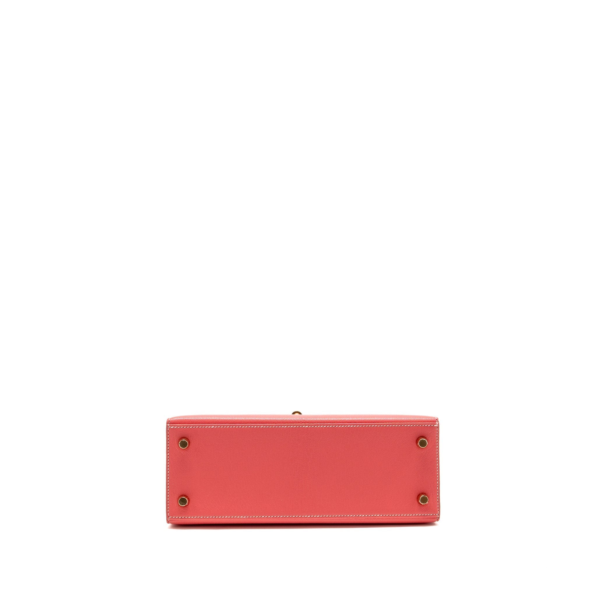 HERMES KELLY 25 SPECIAL ORDER CHÈVRE MYSORE ROSE LIPSTICK / GRIS PERLE GHW
