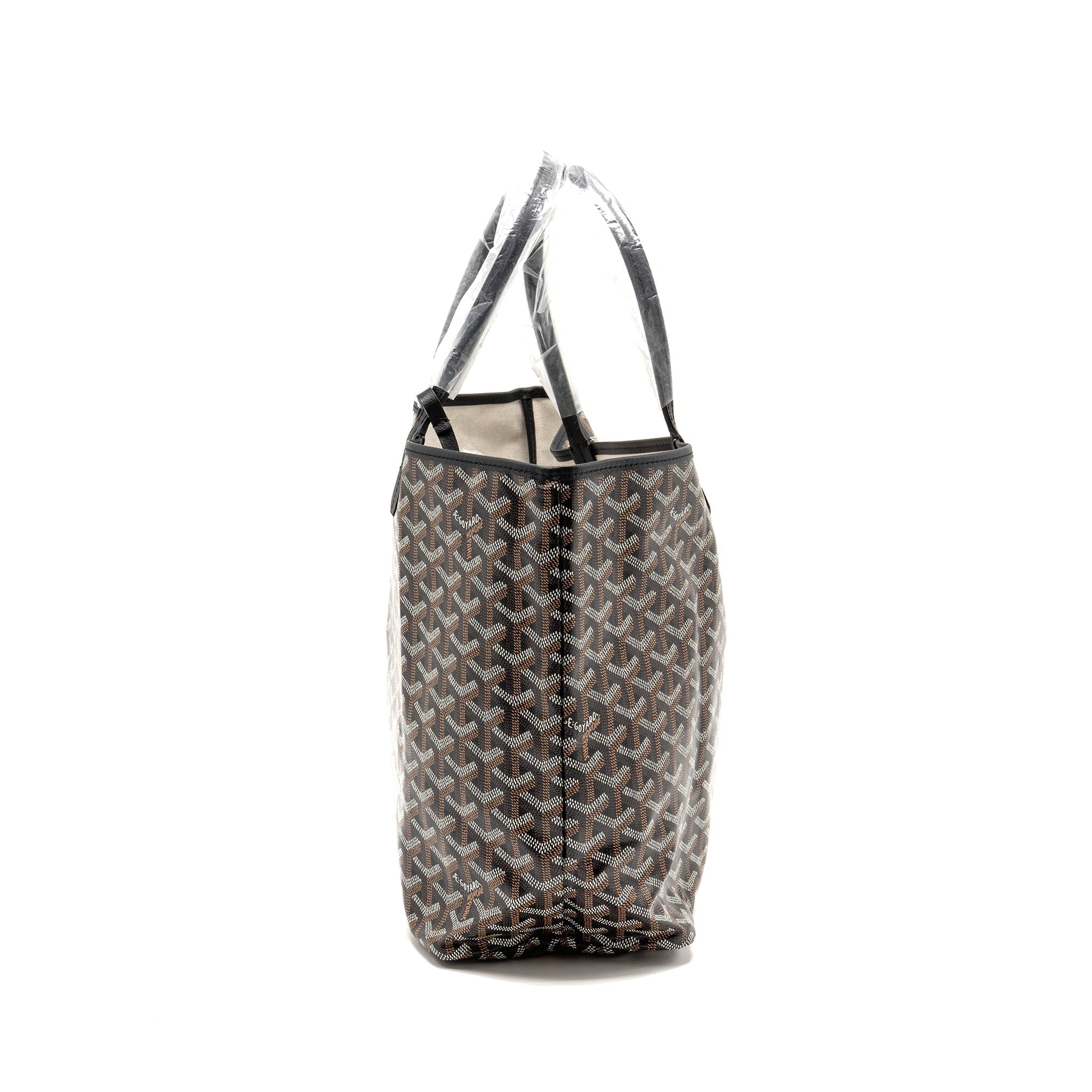 GOYARD SAINT LOUIS PM TOTE GOYARDINE CANVAS/CALFSKIN BLACK SHW