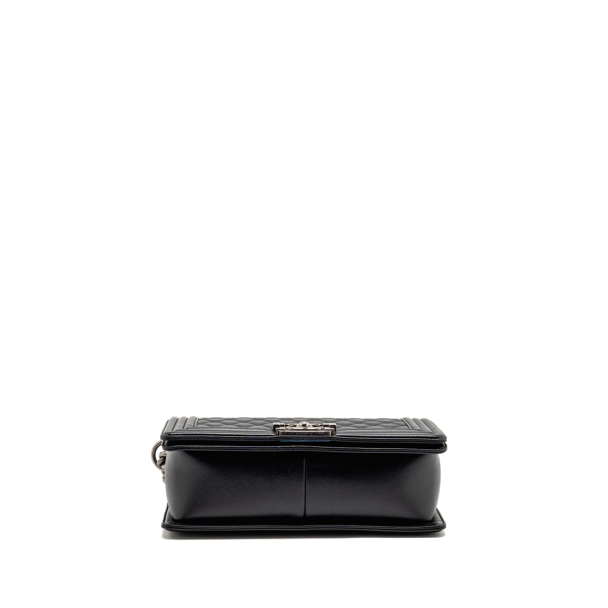 CHANEL MEDIUM BOY BAG LAMBSKIN BLACK RUTHENIUM HARDWARE