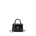CHANEL COCO HANDLE CLUTCH WITH CHAIN CAVIAR BLACK LGHW (MICROCHIP)