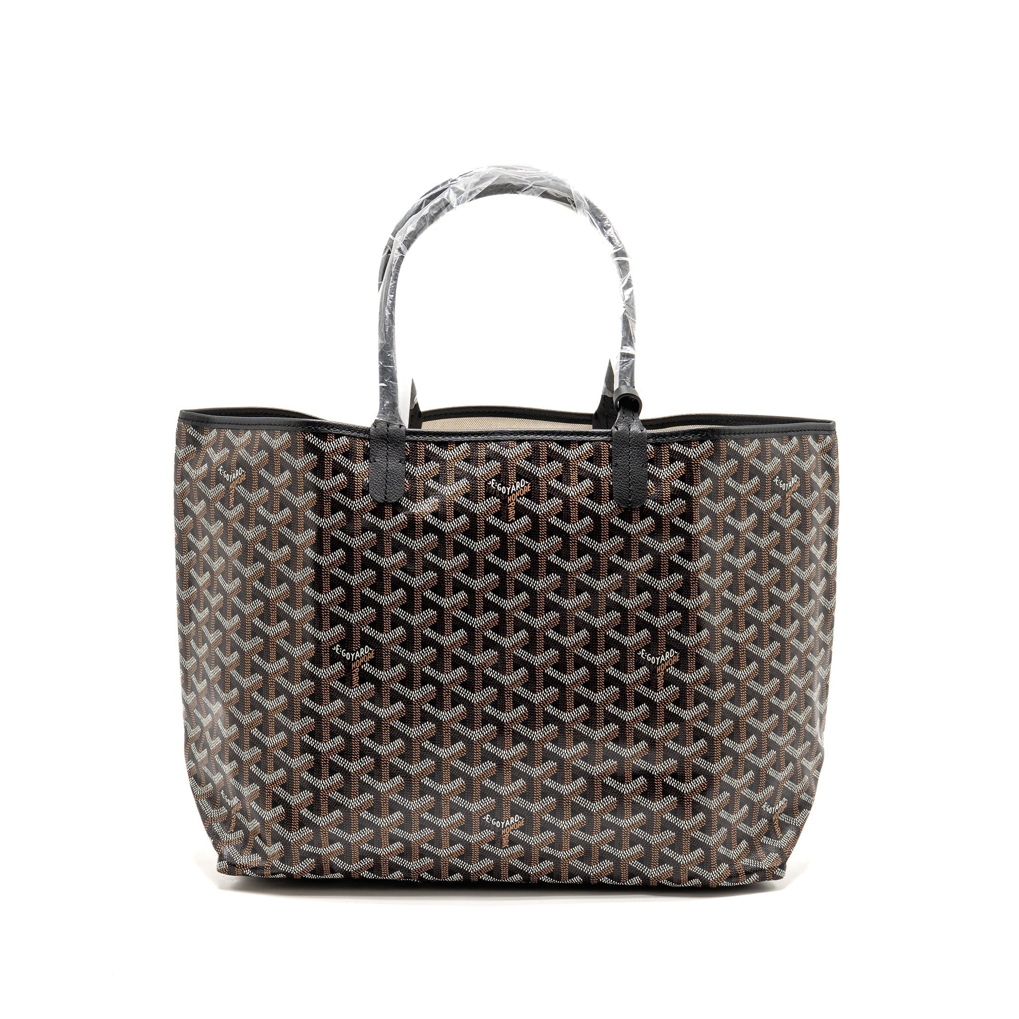 GOYARD SAINT LOUIS PM TOTE GOYARDINE CANVAS/CALFSKIN BLACK SHW