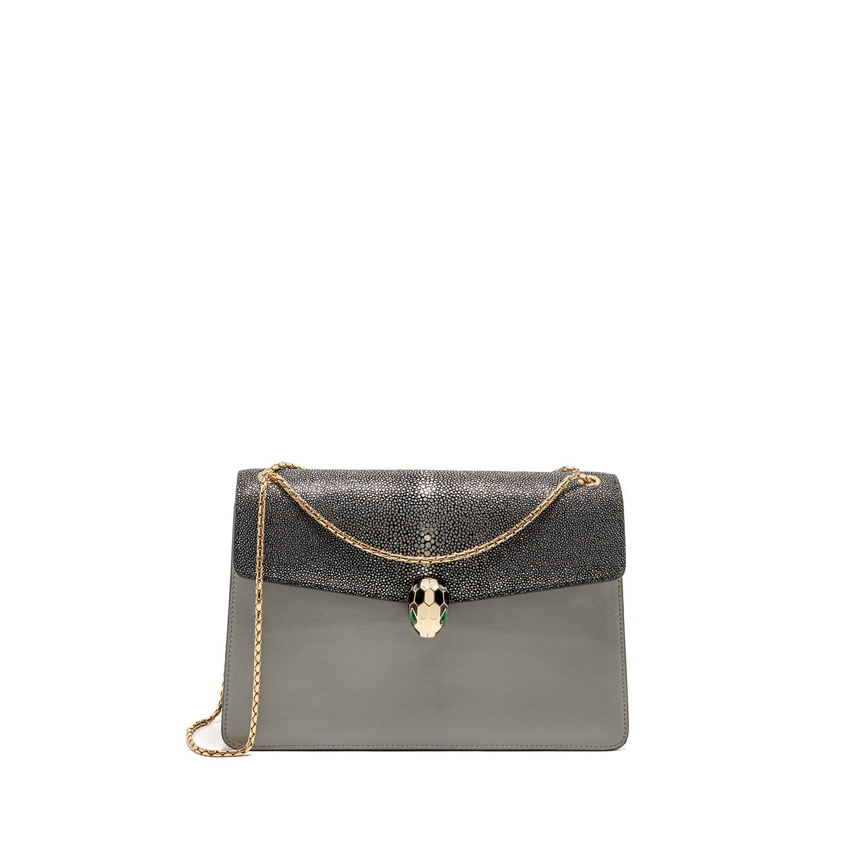 Bvlgari Serpenti Forever Bag Crystal Galuchar/Calfskin Grey RGHW
