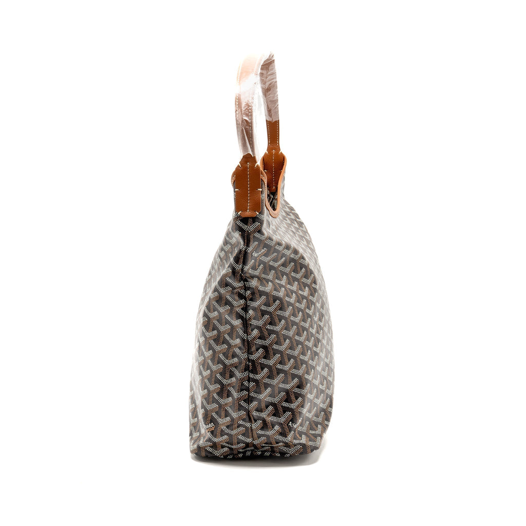 GOYARD BOHEME PM HOBO BAG GOYARDINE CANVAS/CALFSKIN BLACK/NATUREL SHW