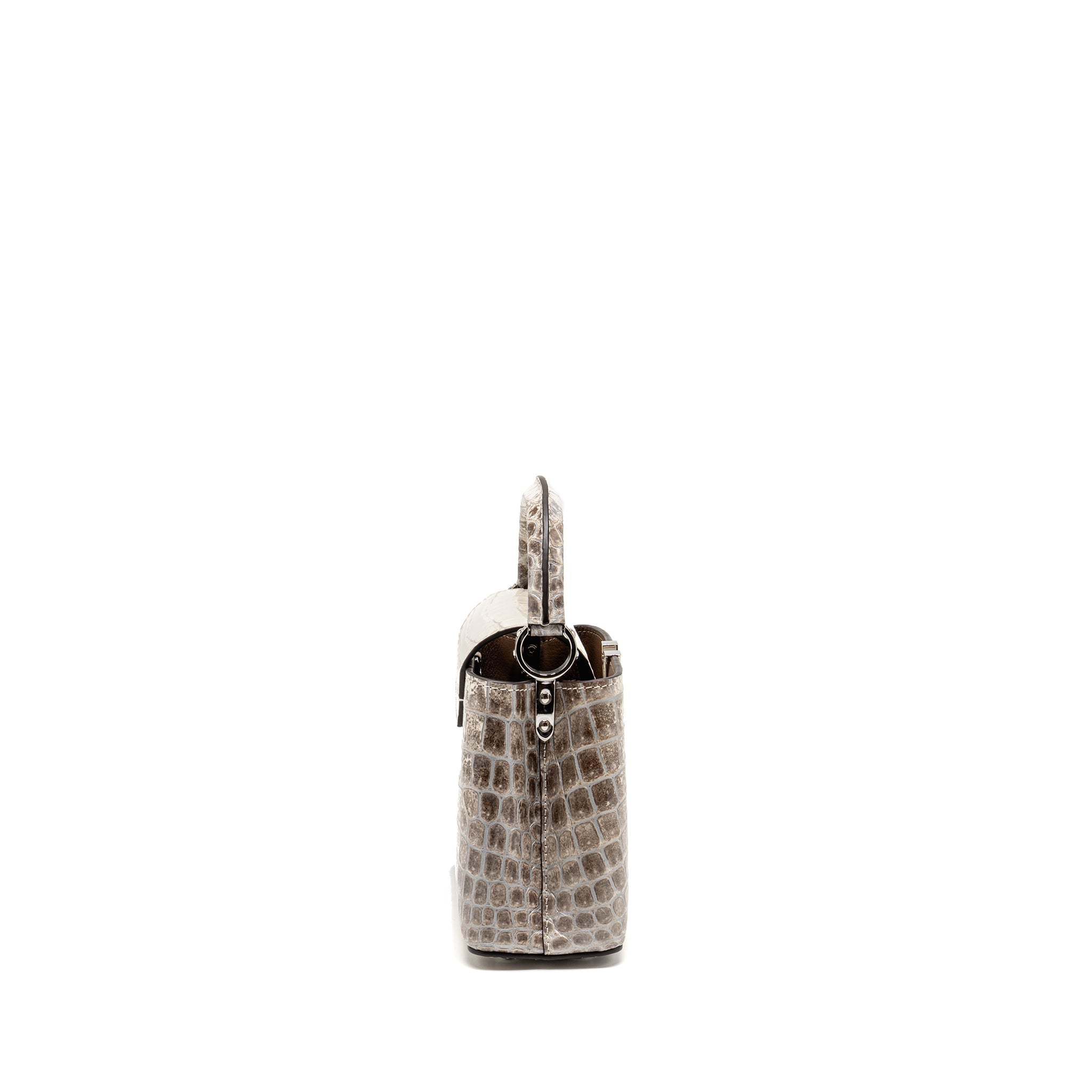 LOUIS VUITTON CAPUCINES MINI HIMALAYAN CROCODILE WHITE SHW