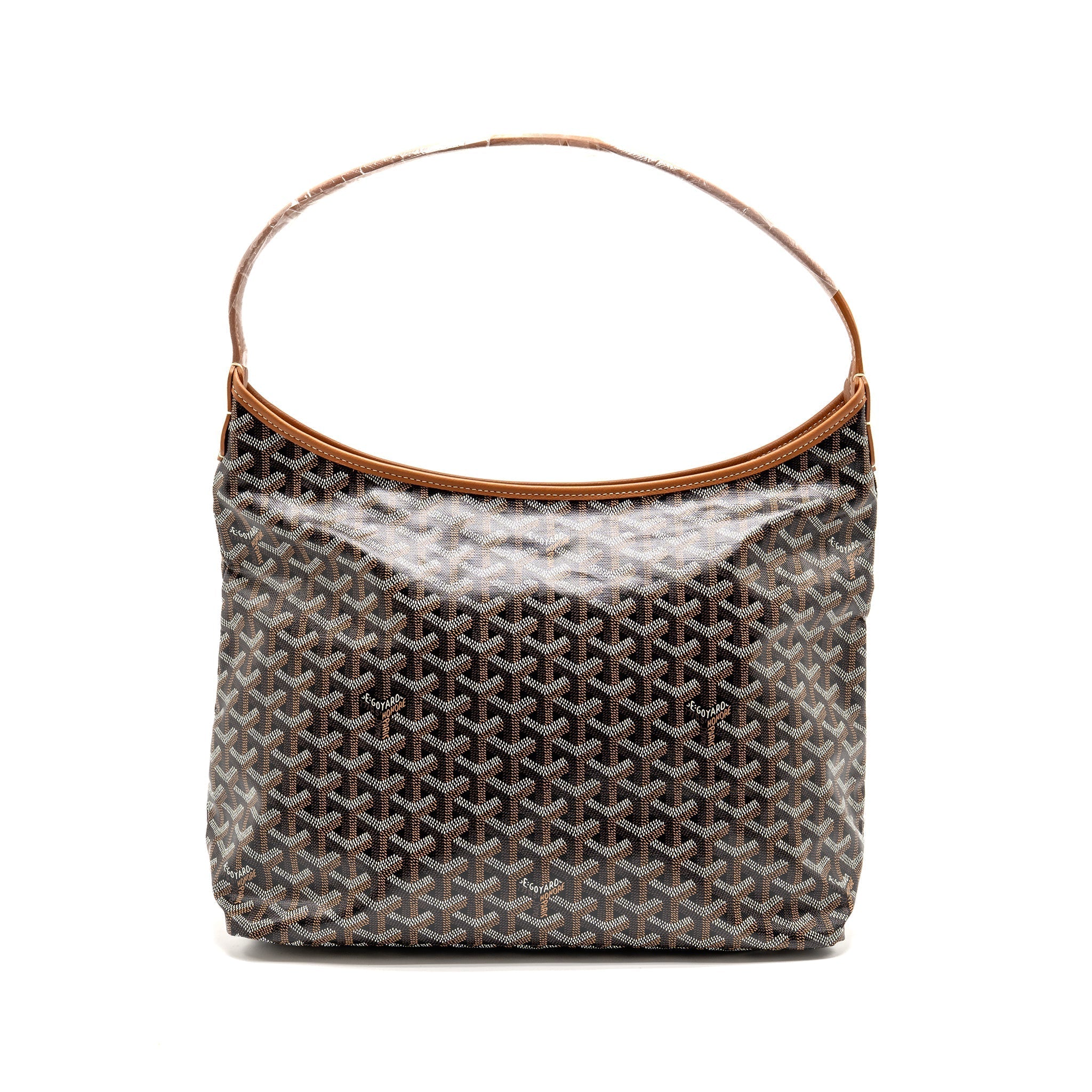 GOYARD BOHEME PM HOBO BAG GOYARDINE CANVAS/CALFSKIN BLACK/NATUREL SHW