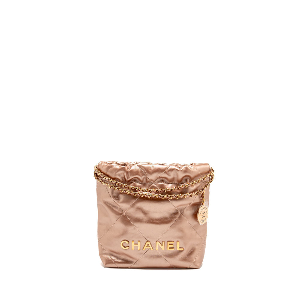 CHANEL MINI 22 BAG SHINY CALFSKIN LIGHT PINK LGHW (MICROCHIP)