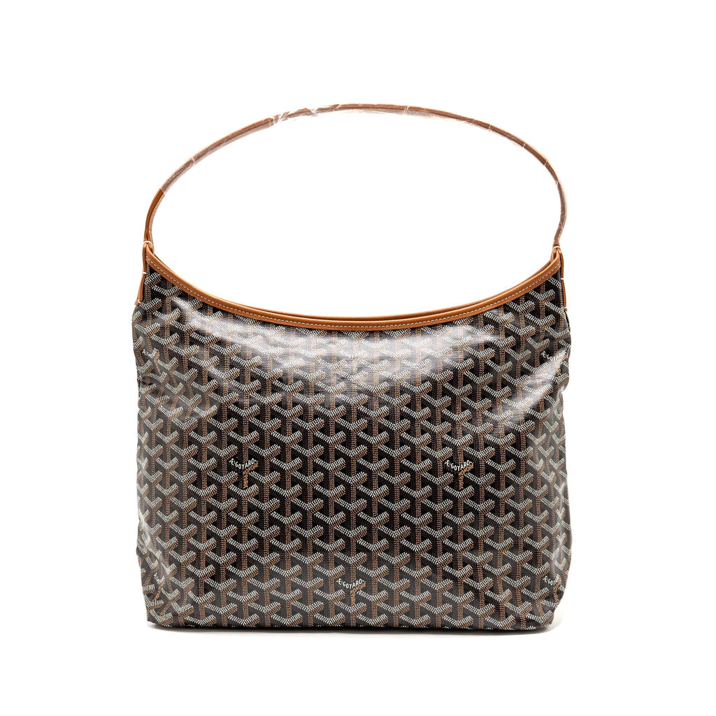 GOYARD BOHEME PM HOBO BAG GOYARDINE CANVAS/CALFSKIN BLACK/NATUREL SHW