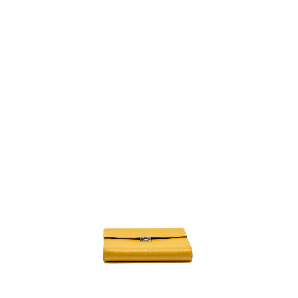 HERMES CLIC 16 WALLET CHEVRE MYSORE JAUNE AMBER SHW