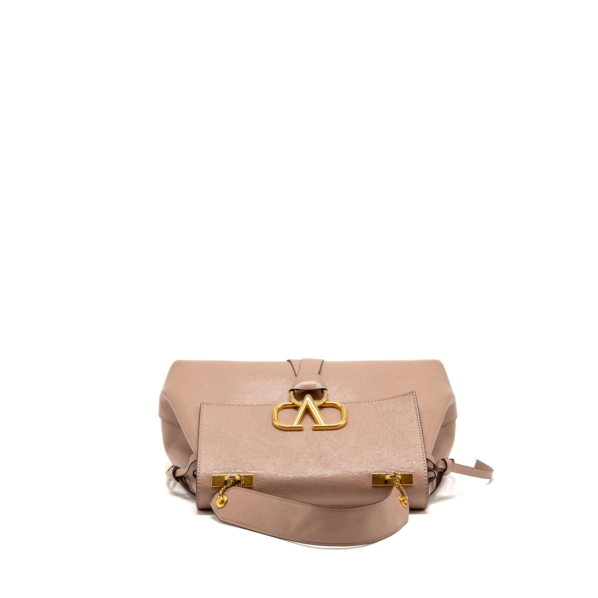 Valentino Small VRING Top Handle Bag Grained Calfskin Rose Cannelle GHW
