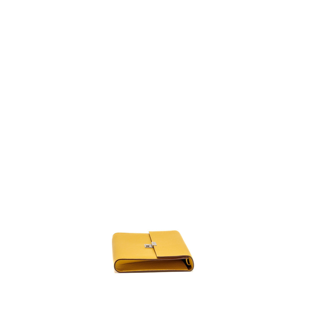 HERMES CLIC 16 WALLET CHEVRE MYSORE JAUNE AMBER SHW
