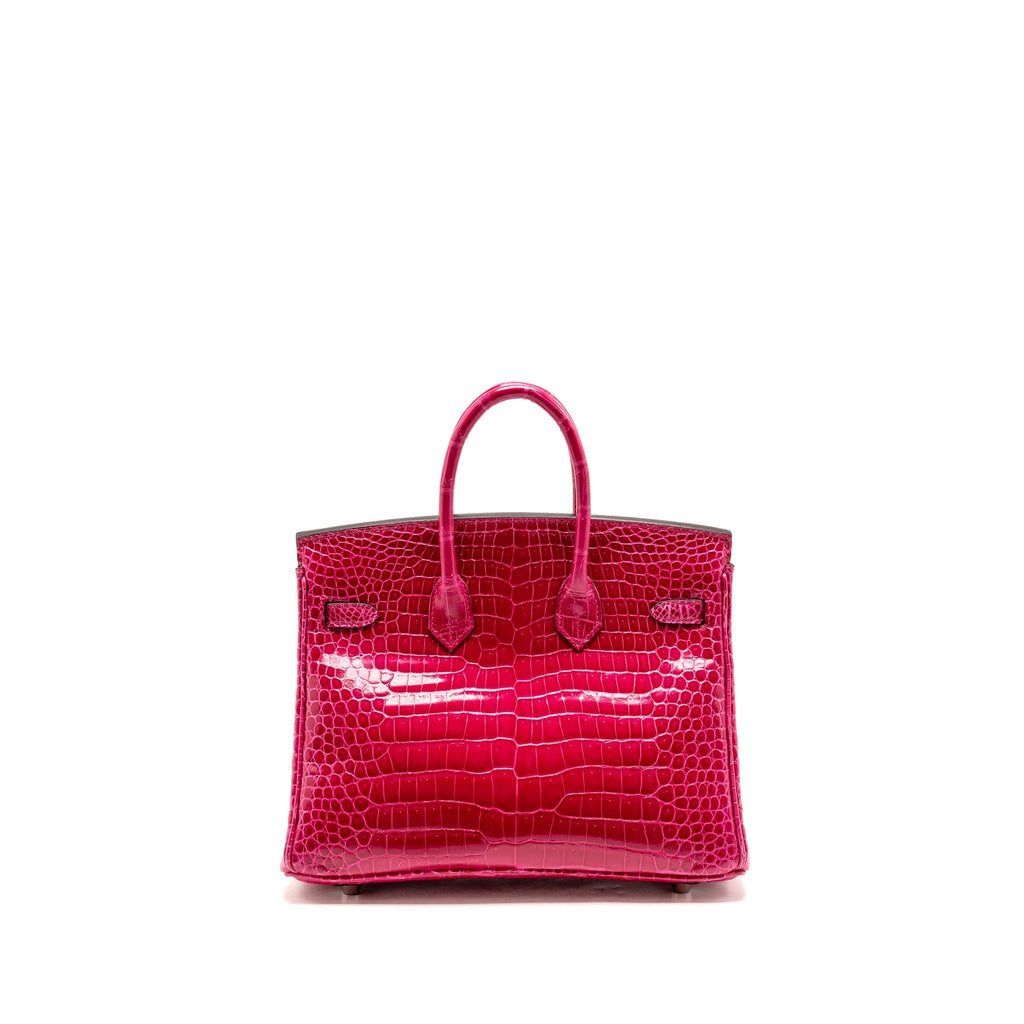 HERMES BIRKIN 25 SHINY CROCODILE POROUS ROSE MEXICO SHW