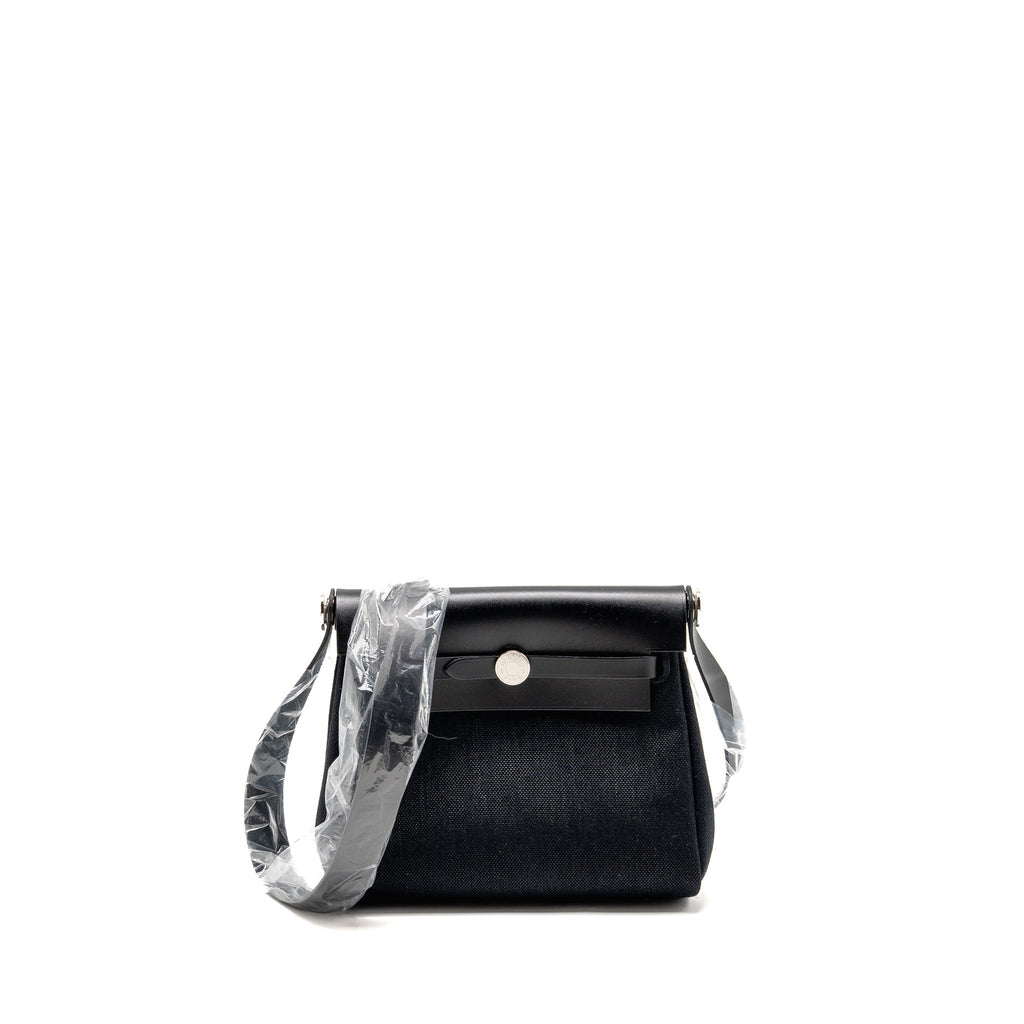 HERMES HERBAG MINI CANVAS/HUNTER LEATHER BLACK SHW