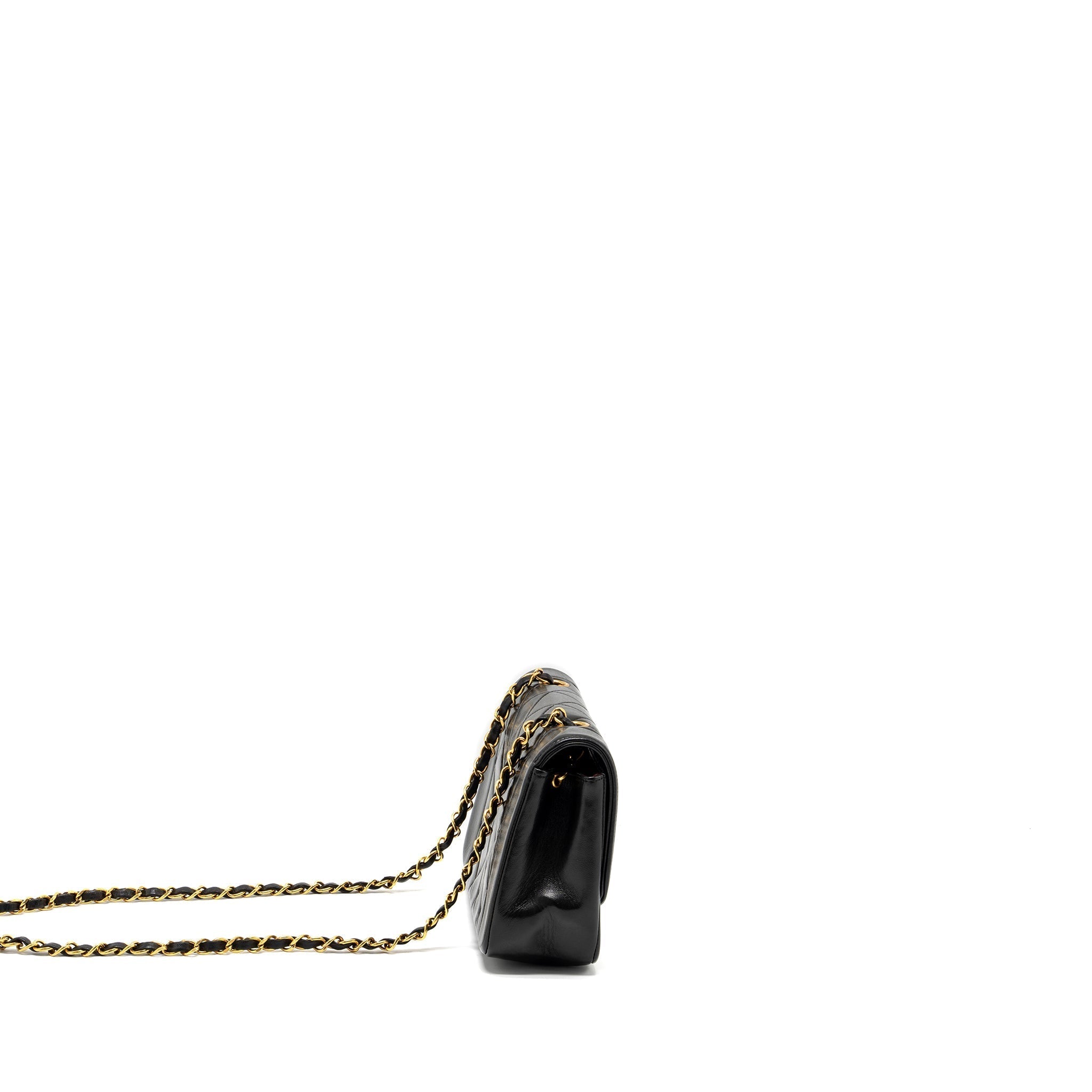 CHANEL VINTAGE SMALL DIANA FLAP BAG LAMBSKIN BLACK GHW