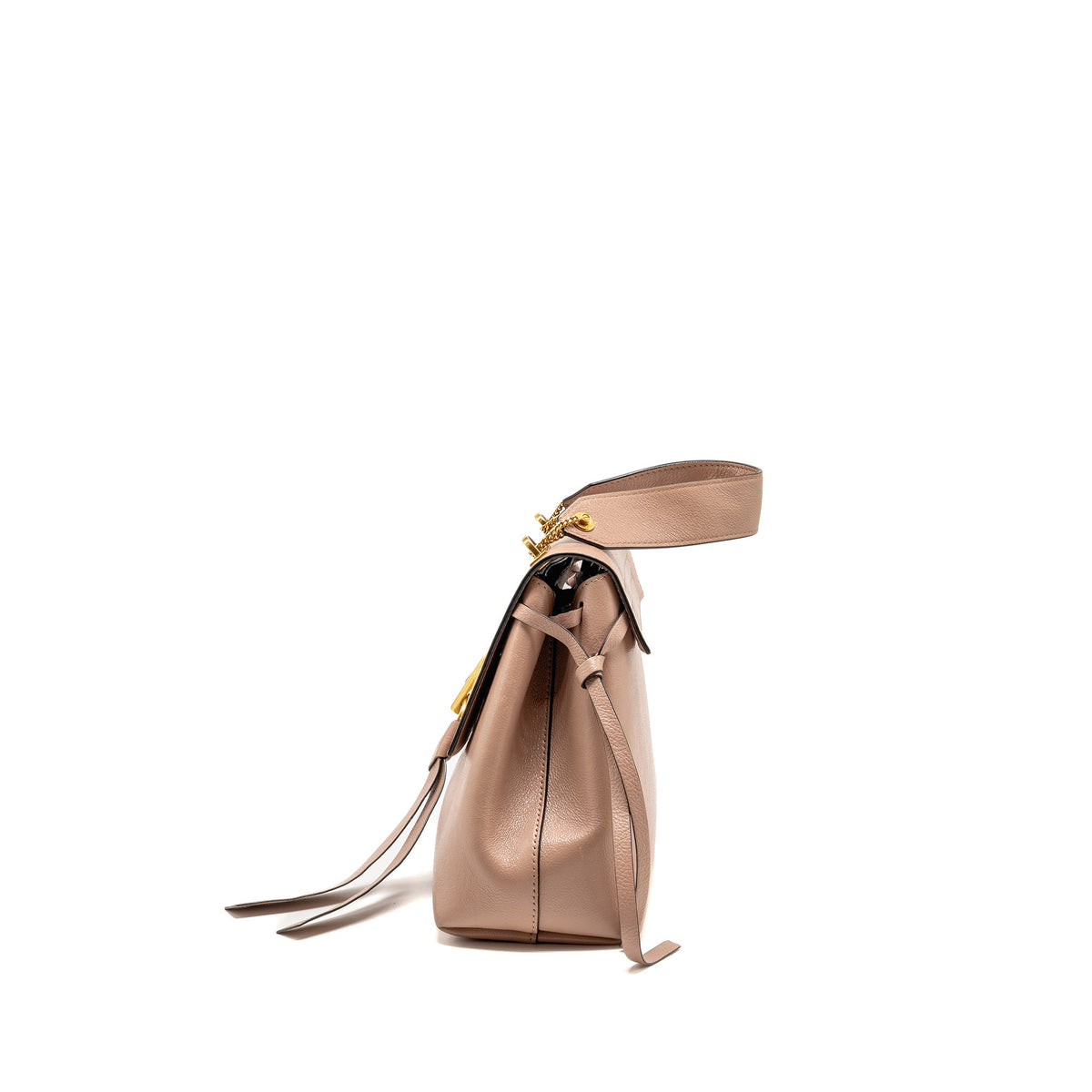 Valentino Small VRING Top Handle Bag Grained Calfskin Rose Cannelle GHW