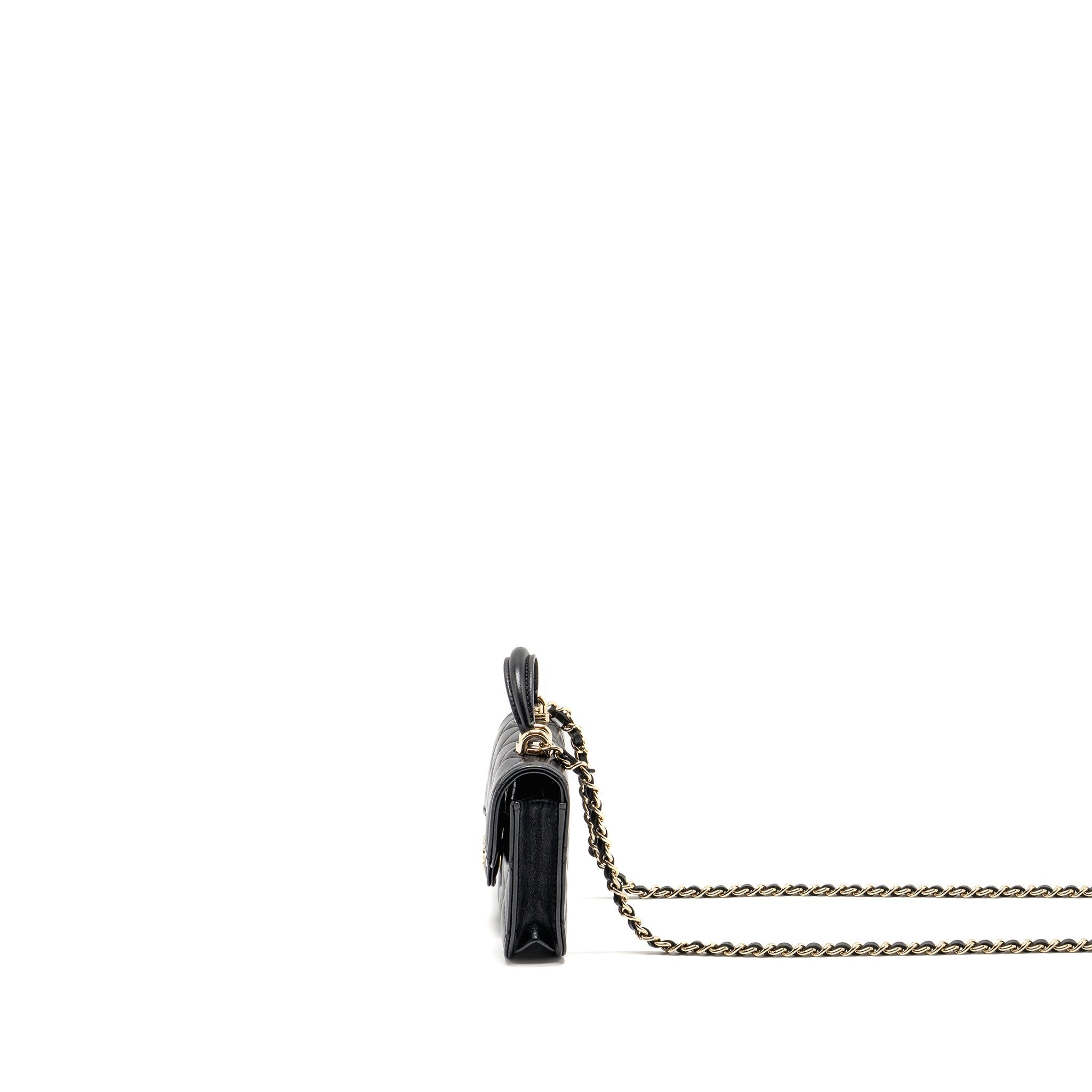 CHANEL TOP HANDLE MINI FLAP BAG LAMBSKIN BLACK LGHW