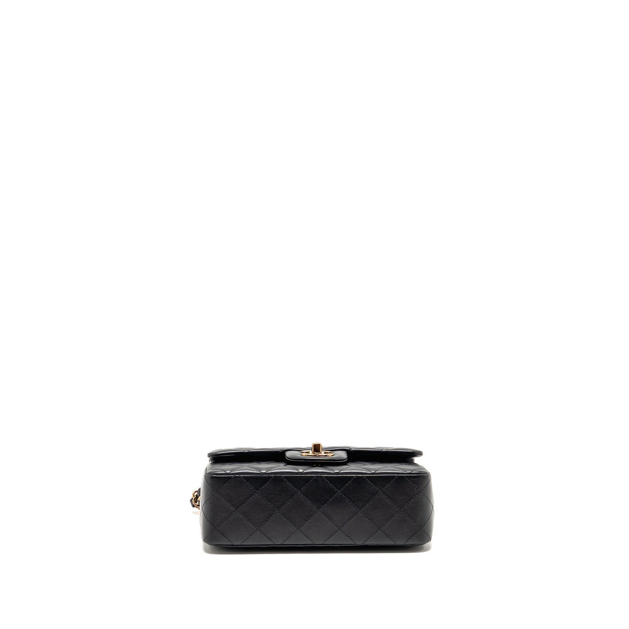 CHANEL MINI RECTANGULAR FLAP BAG LAMBSKIN BLACK RGHW (MICROCHIP)