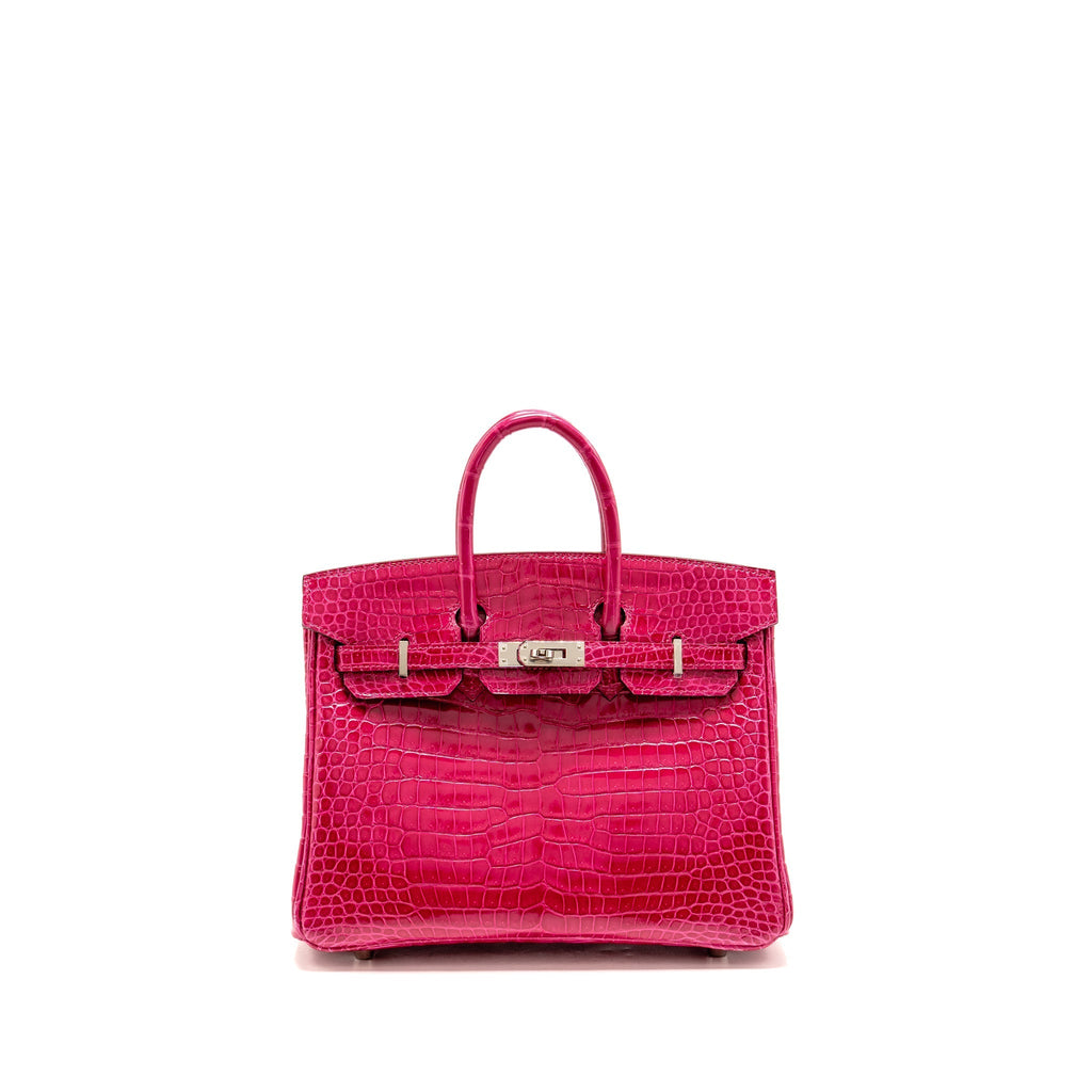HERMES BIRKIN 25 SHINY CROCODILE POROUS ROSE MEXICO SHW