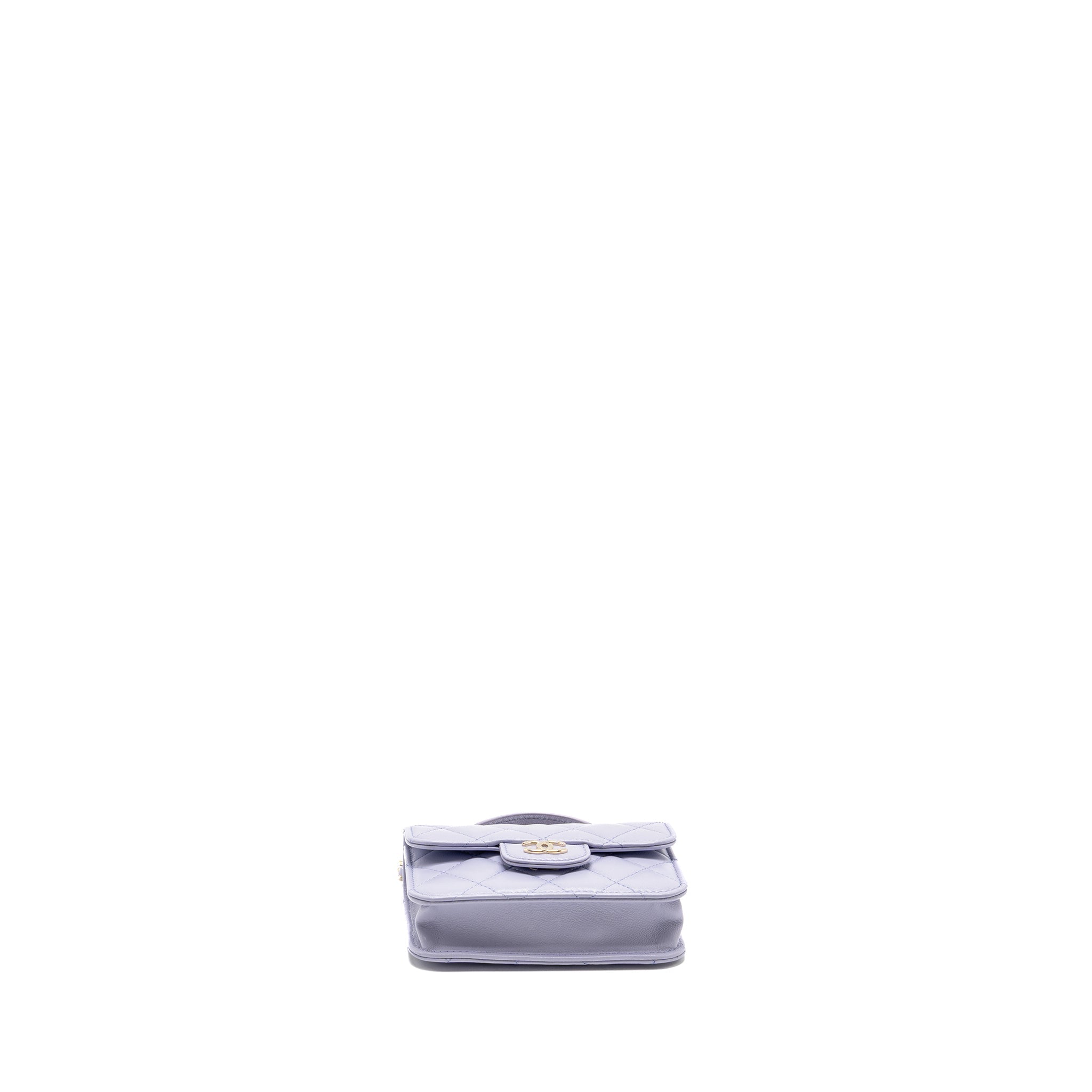 CHANEL TOP HANDLE MINI FLAP BAG LAMBSKIN LIGHT PURPLE LGHW