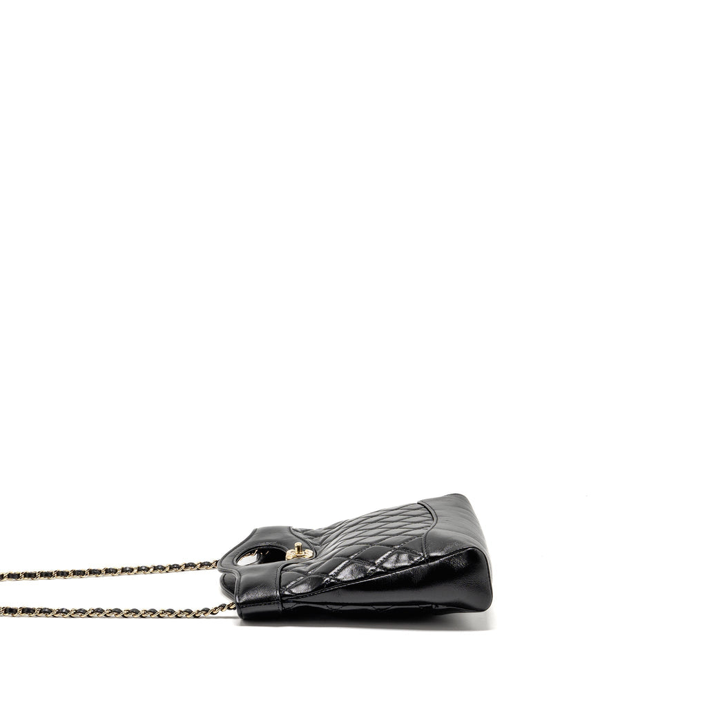 CHANEL MINI 31 BAG SHINY LAMBSKIN BLACK LGHW (MICROCHIP)