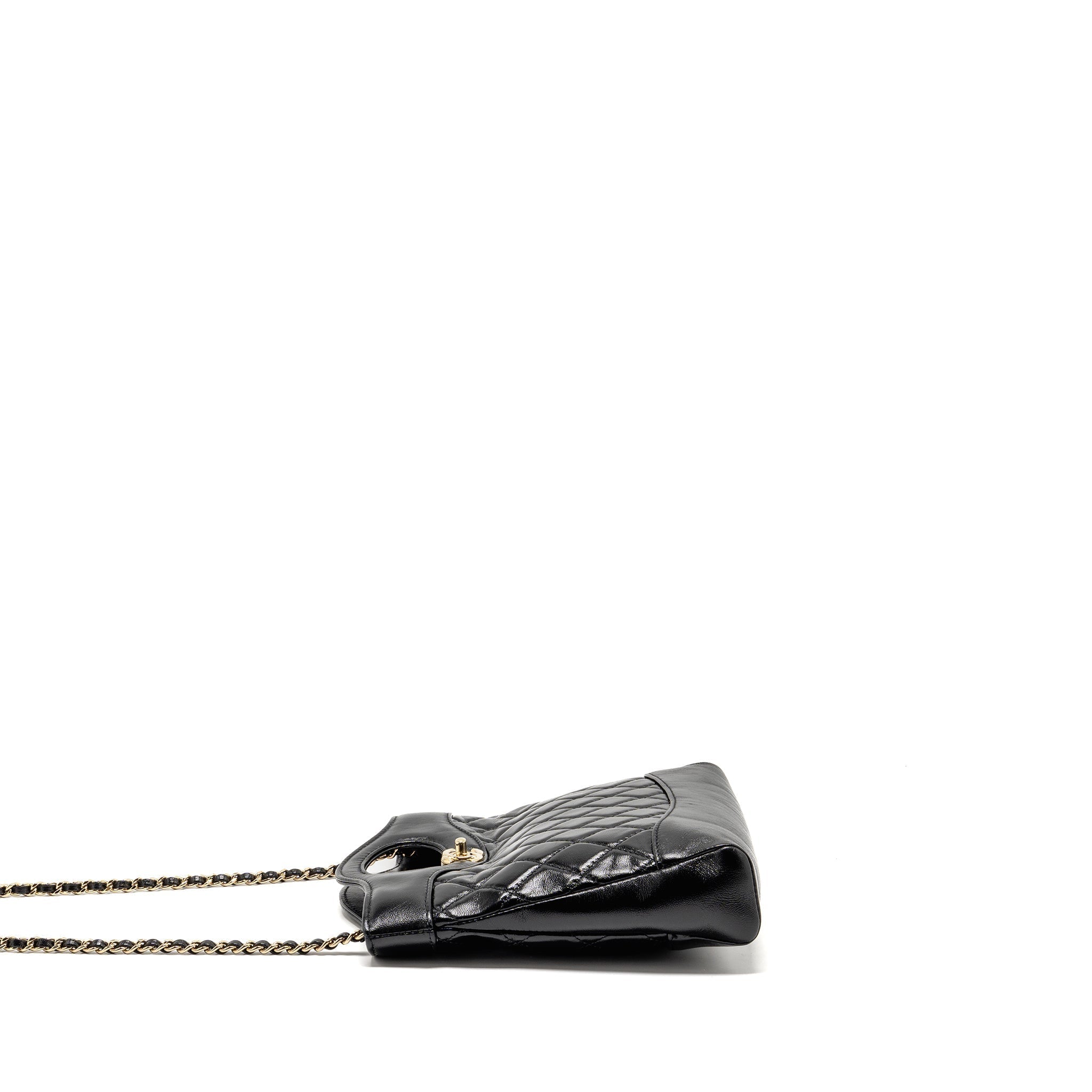 CHANEL MINI 31 BAG SHINY LAMBSKIN BLACK LGHW (MICROCHIP)