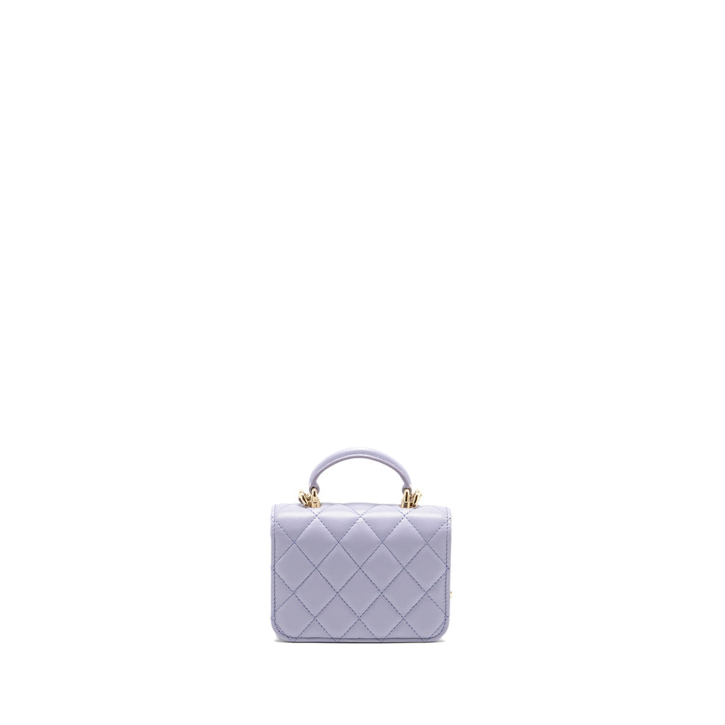 CHANEL TOP HANDLE MINI FLAP BAG LAMBSKIN LIGHT PURPLE LGHW