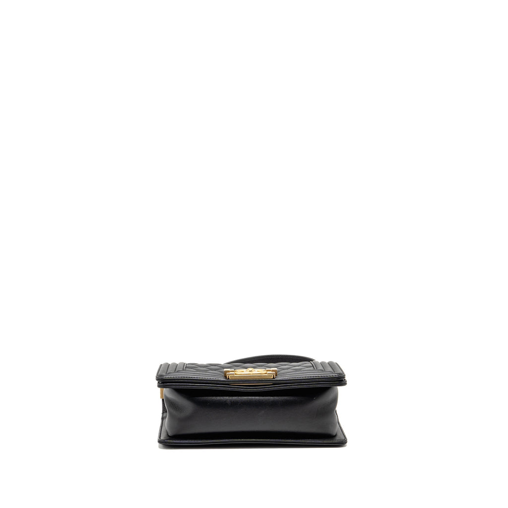 CHANEL SMALL BOY BAG CALFSKIN BLACK GHW (MICROCHIP)